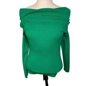 Ett twa Anthropologie Women's Cecily green sweater knit pullover bare shoulder M